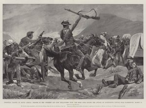 Colonial Valor Etelä-Afrikassa, Bushmenien ja uusiseelantilaisten syytteet buuriaseisiin Babingtonin saattueen hyökkäyksen aikana lähellä Klerksdorpia, 24. maaliskuuta